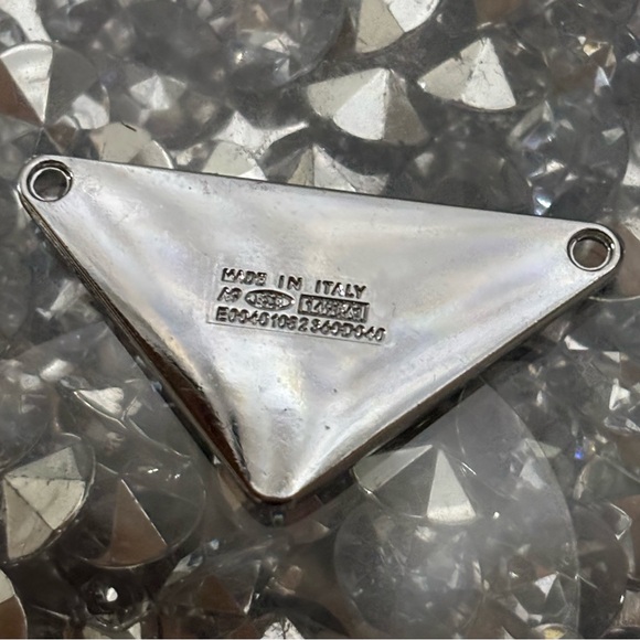 Prada Women's Necklace in Dark Green and Silver - Picture 2 of 7